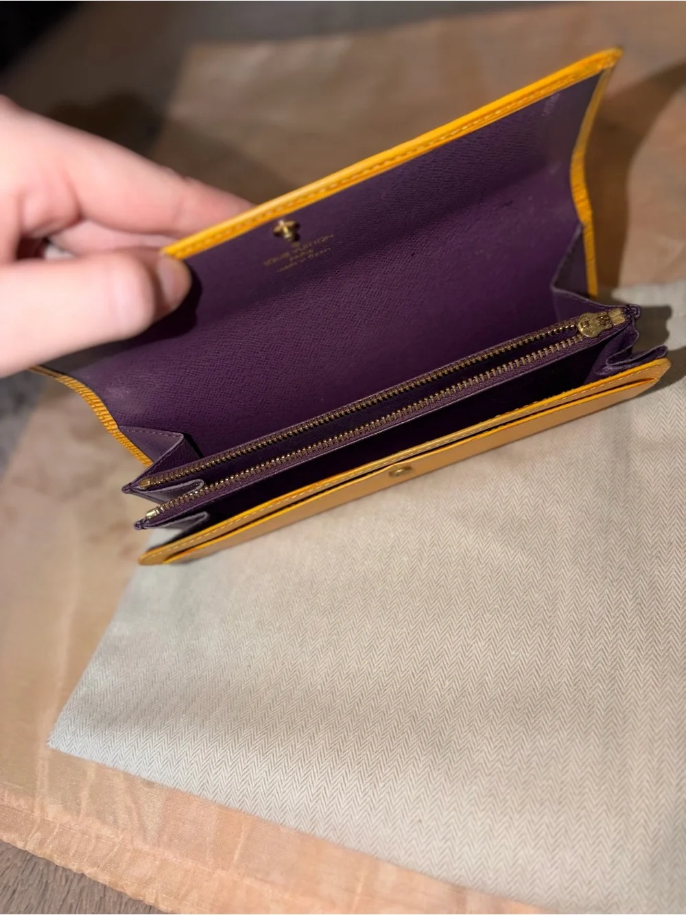 Louis Vuitton Yellow Epi Leather Trifold Wallet